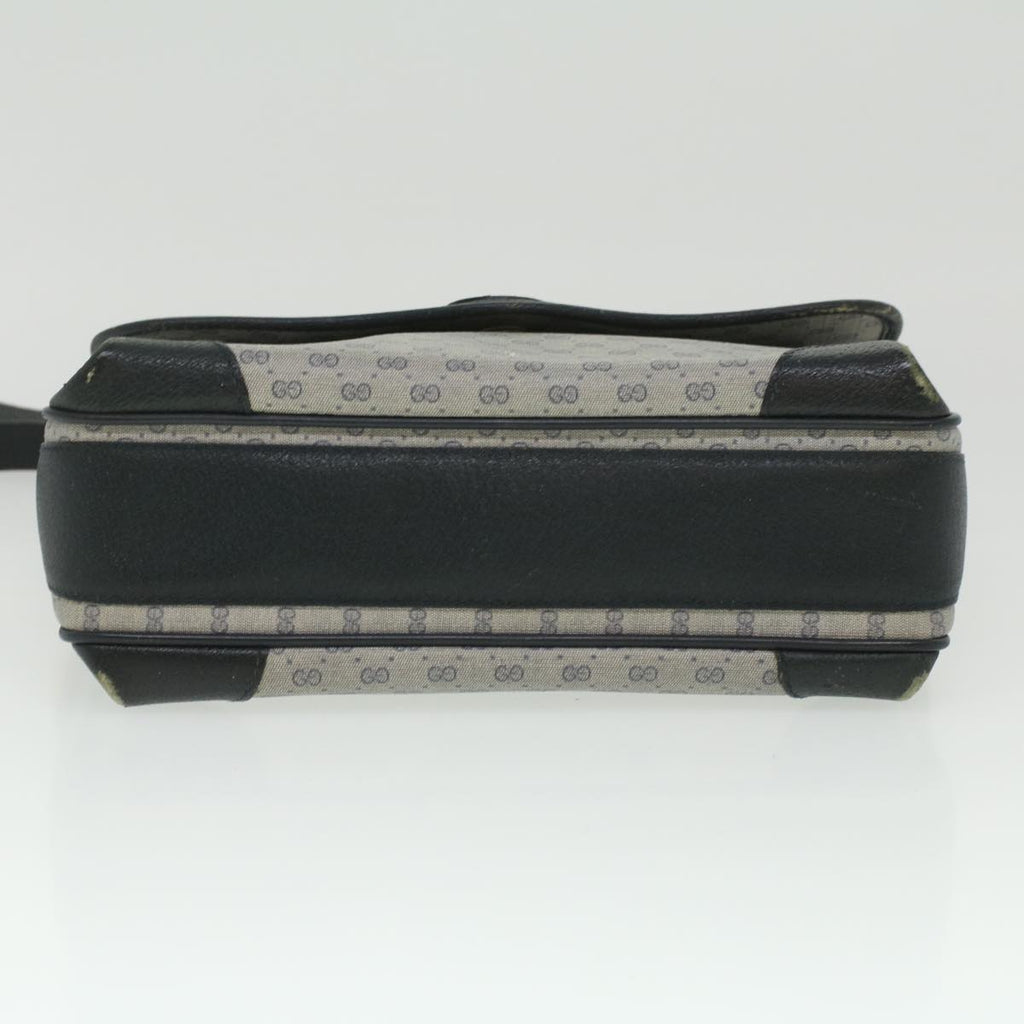 GUCCI Micro GG Canvas Shoulder Bag PVC Leather Navy ti884