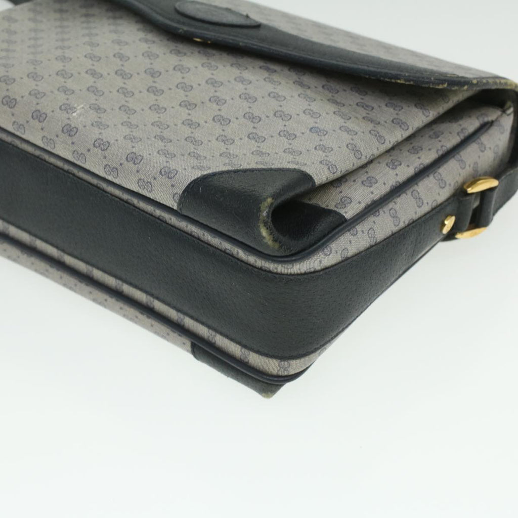 GUCCI Micro GG Canvas Shoulder Bag PVC Leather Navy ti884