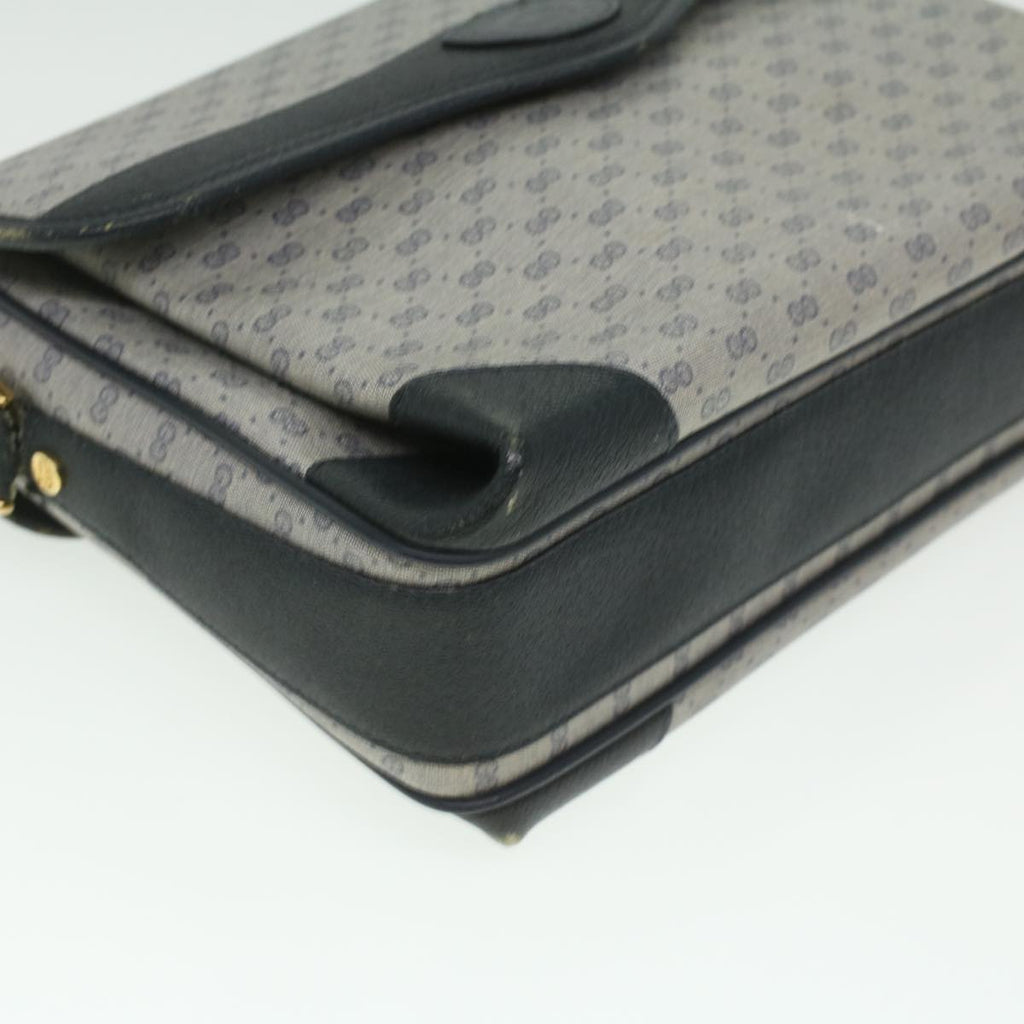 GUCCI Micro GG Canvas Shoulder Bag PVC Leather Navy ti884