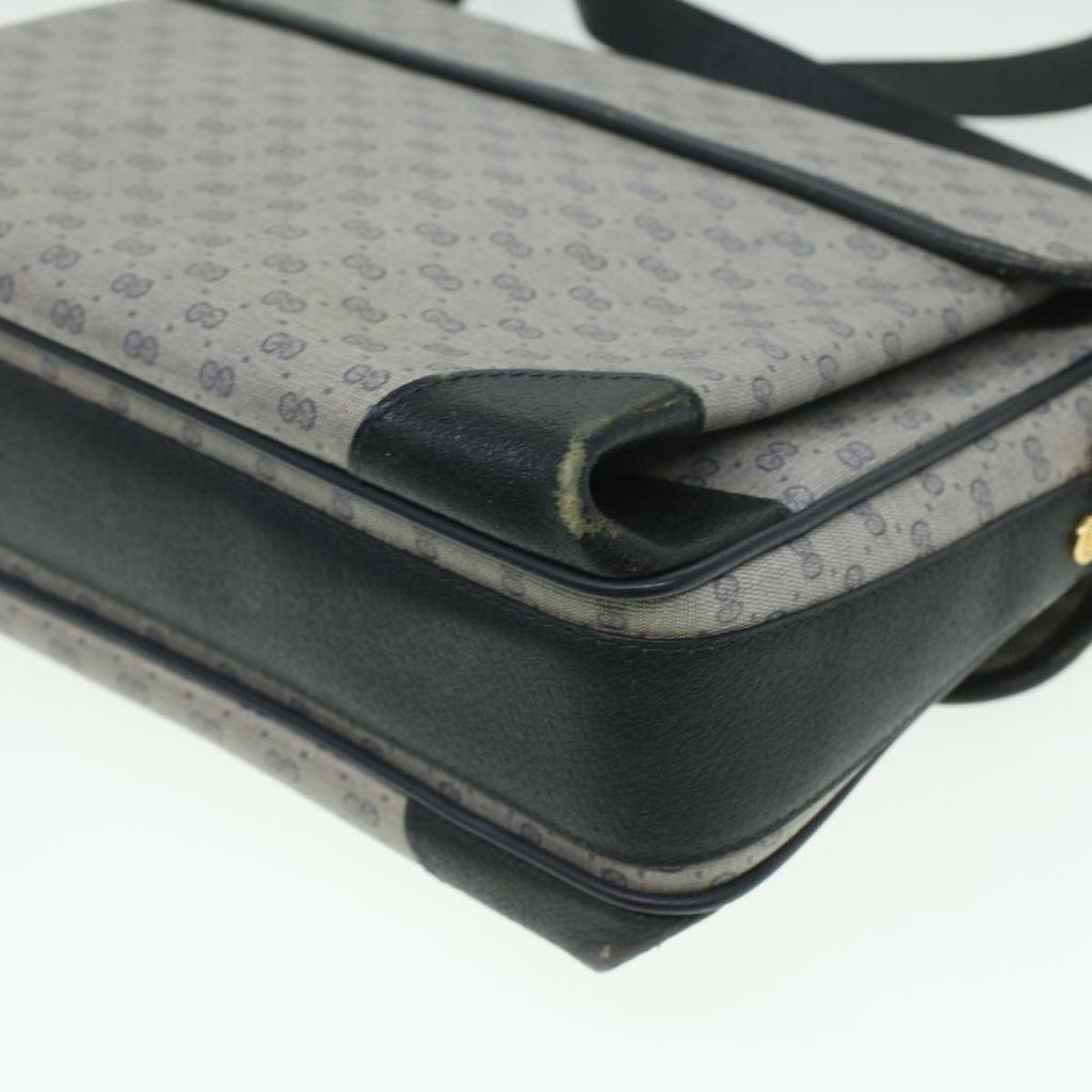 GUCCI Micro GG Canvas Shoulder Bag PVC Leather Navy ti884