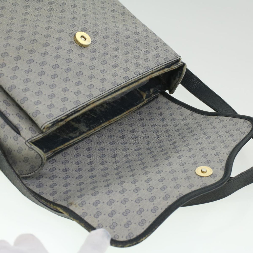 GUCCI Micro GG Canvas Shoulder Bag PVC Leather Navy ti884