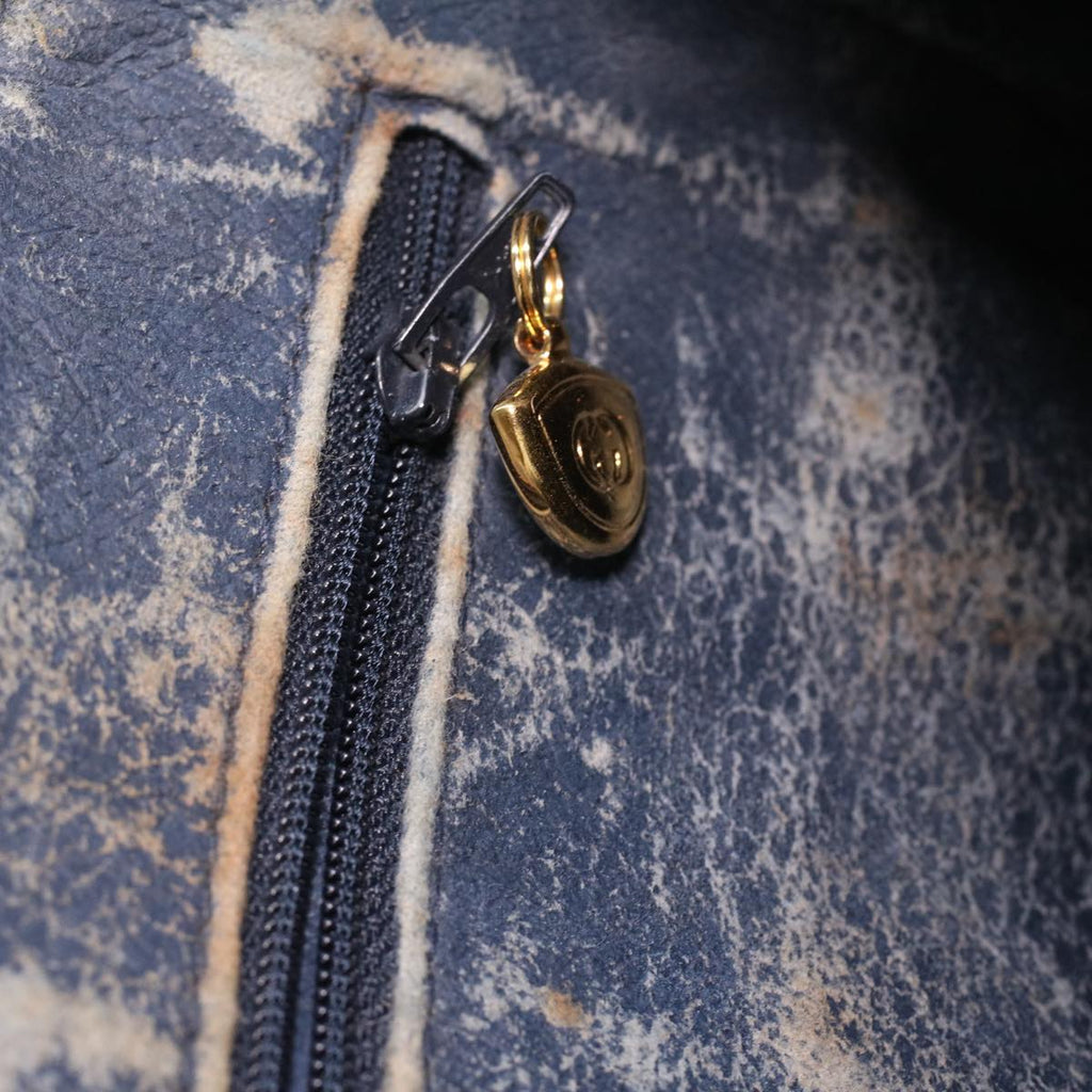 GUCCI Micro GG Canvas Shoulder Bag PVC Leather Navy ti884