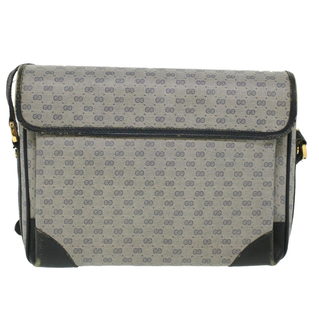 GUCCI Micro GG Canvas Shoulder Bag PVC Leather Navy ti884