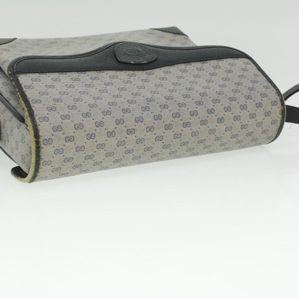 GUCCI Micro GG Canvas Shoulder Bag PVC Leather Navy ti884