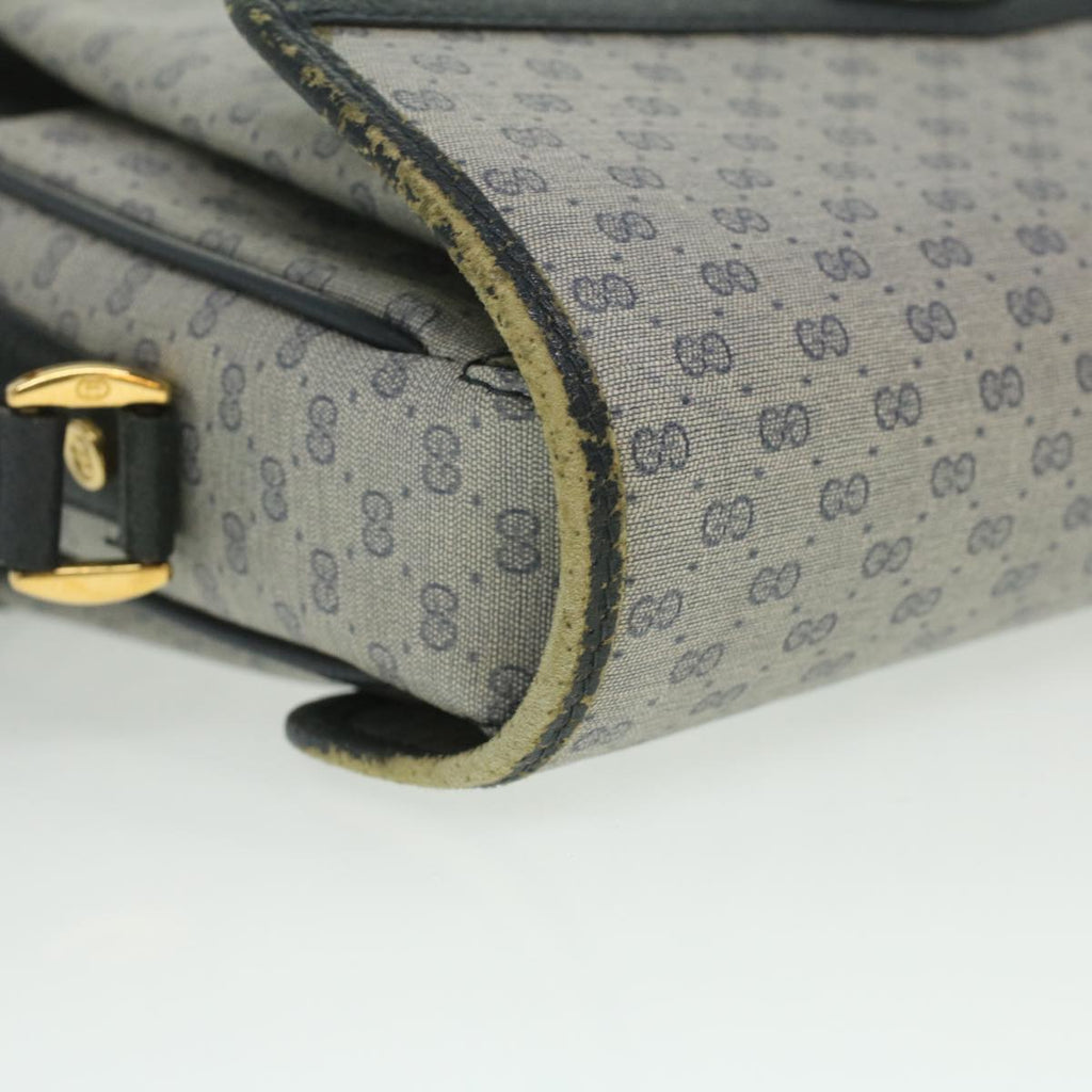 GUCCI Micro GG Canvas Shoulder Bag PVC Leather Navy ti884