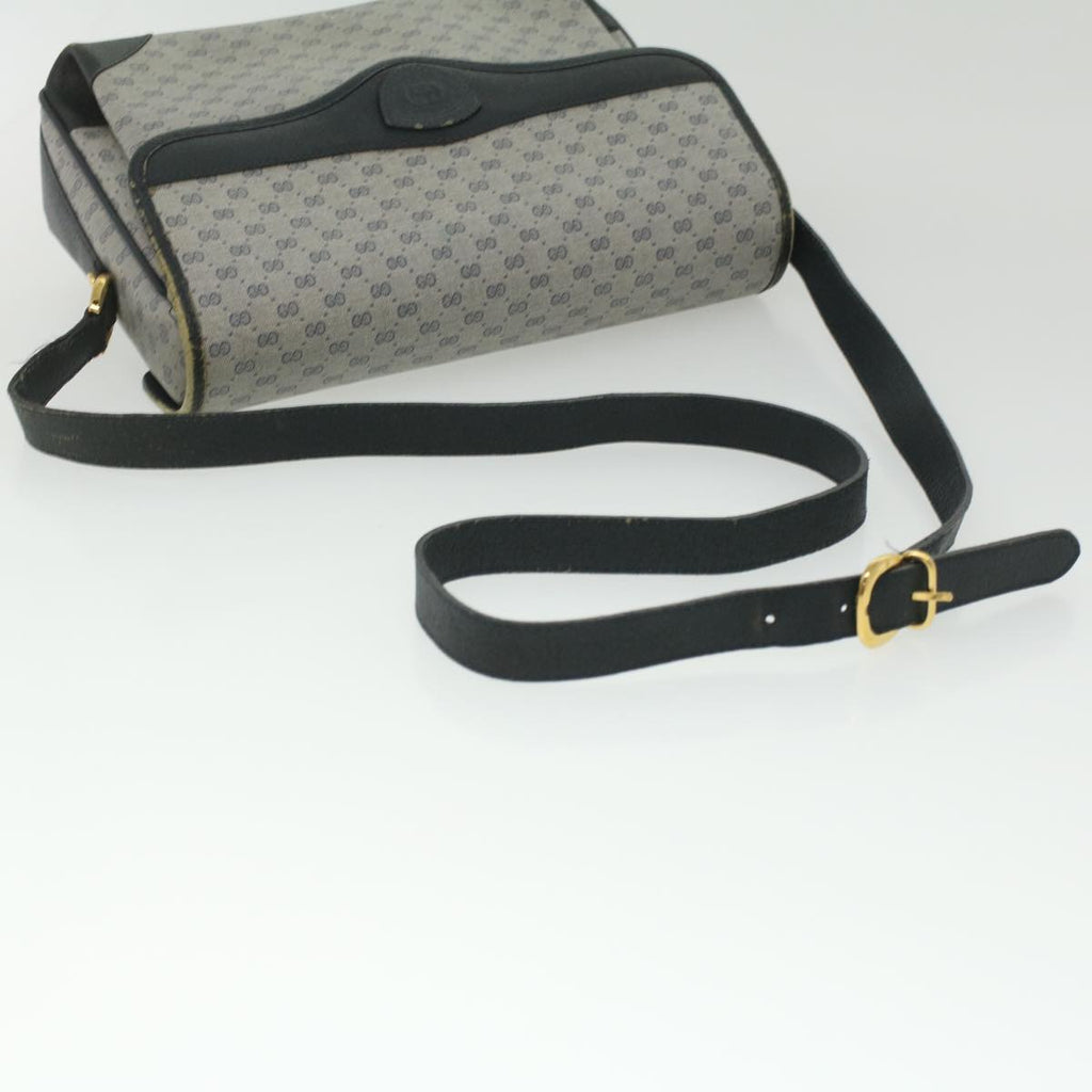 GUCCI Micro GG Canvas Shoulder Bag PVC Leather Navy ti884