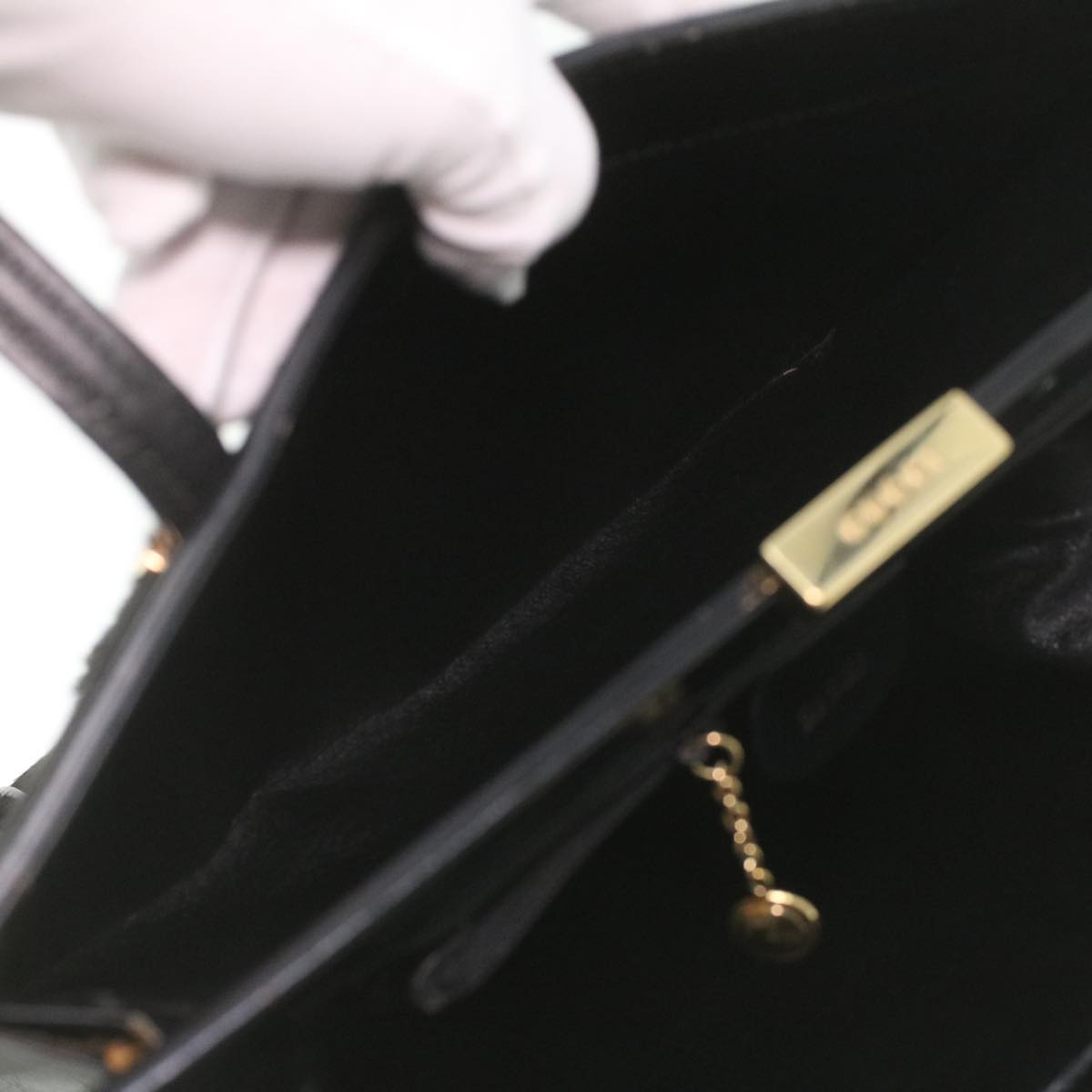 GUCCI Shoulder Bag Unborn Calf SkinLeather Black 002 406 0425 ti932