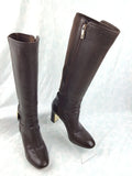 Tory Burch Brown Leather Gold Buckle High Heel Knee High Boots