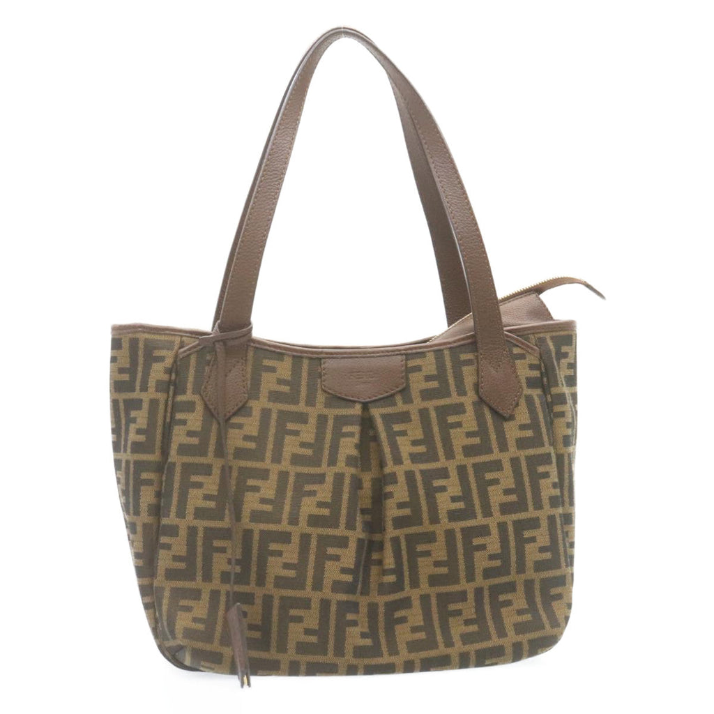 FENDI Zucca Canvas Tote Bag Brown Black tp173