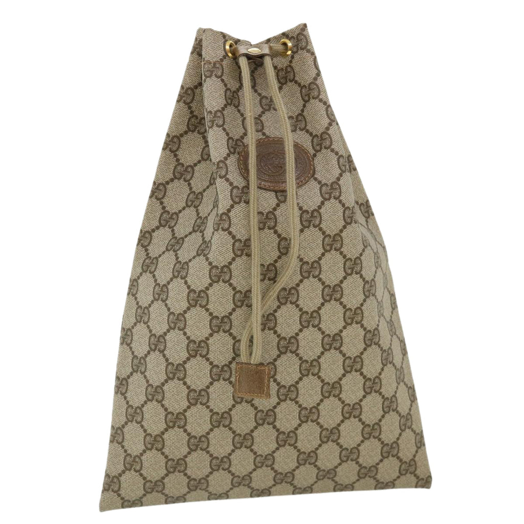 GUCCI GG Canvas Drawstring Pouch Beige tp546