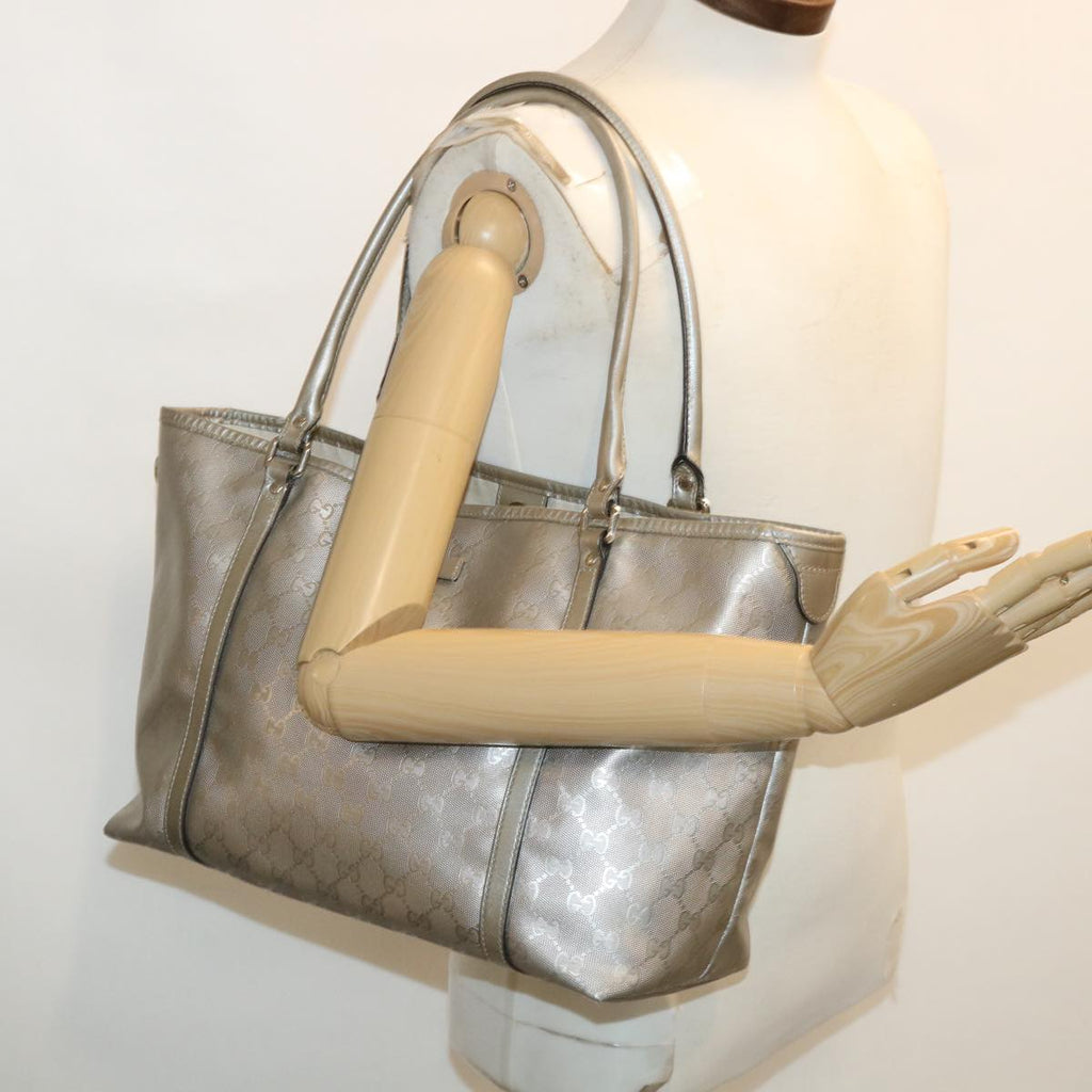 GUCCI GG Canvas Shoulder Bag Silver 197953 tp598
