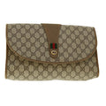 GUCCI GG Canvas Web Sherry Line Clutch Bag Beige Red Green 89.01.031 uy099