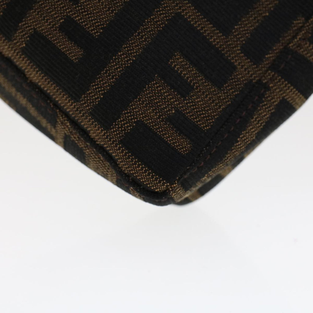 FENDI Zucca Canvas Shoulder Bag Black Brown uy115
