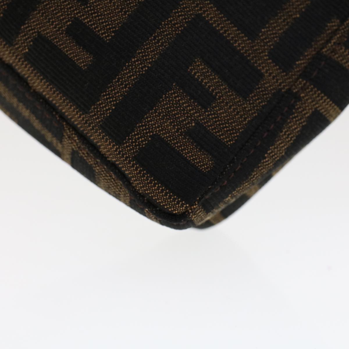 FENDI Zucca Canvas Shoulder Bag Black Brown uy115