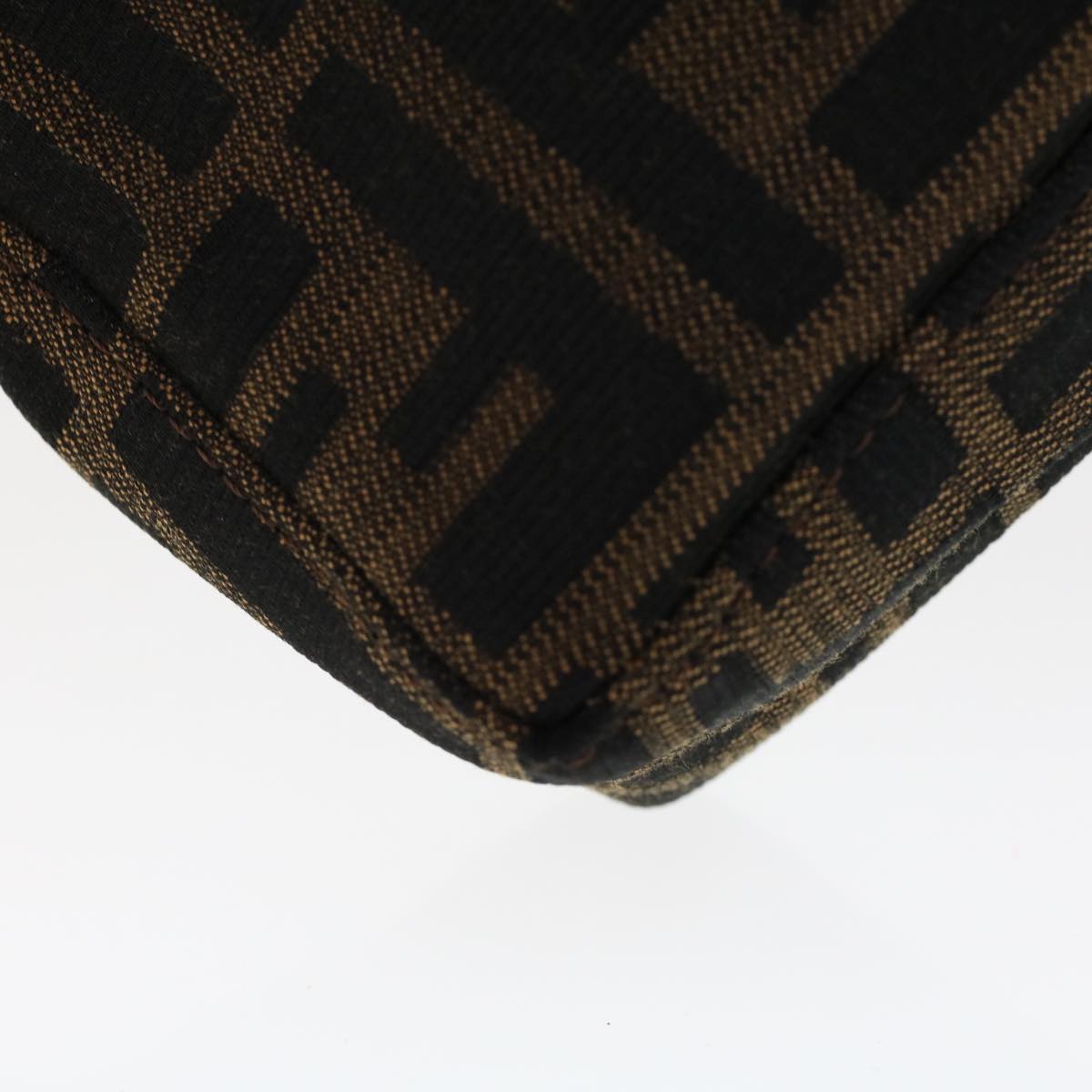 FENDI Zucca Canvas Shoulder Bag Black Brown uy115