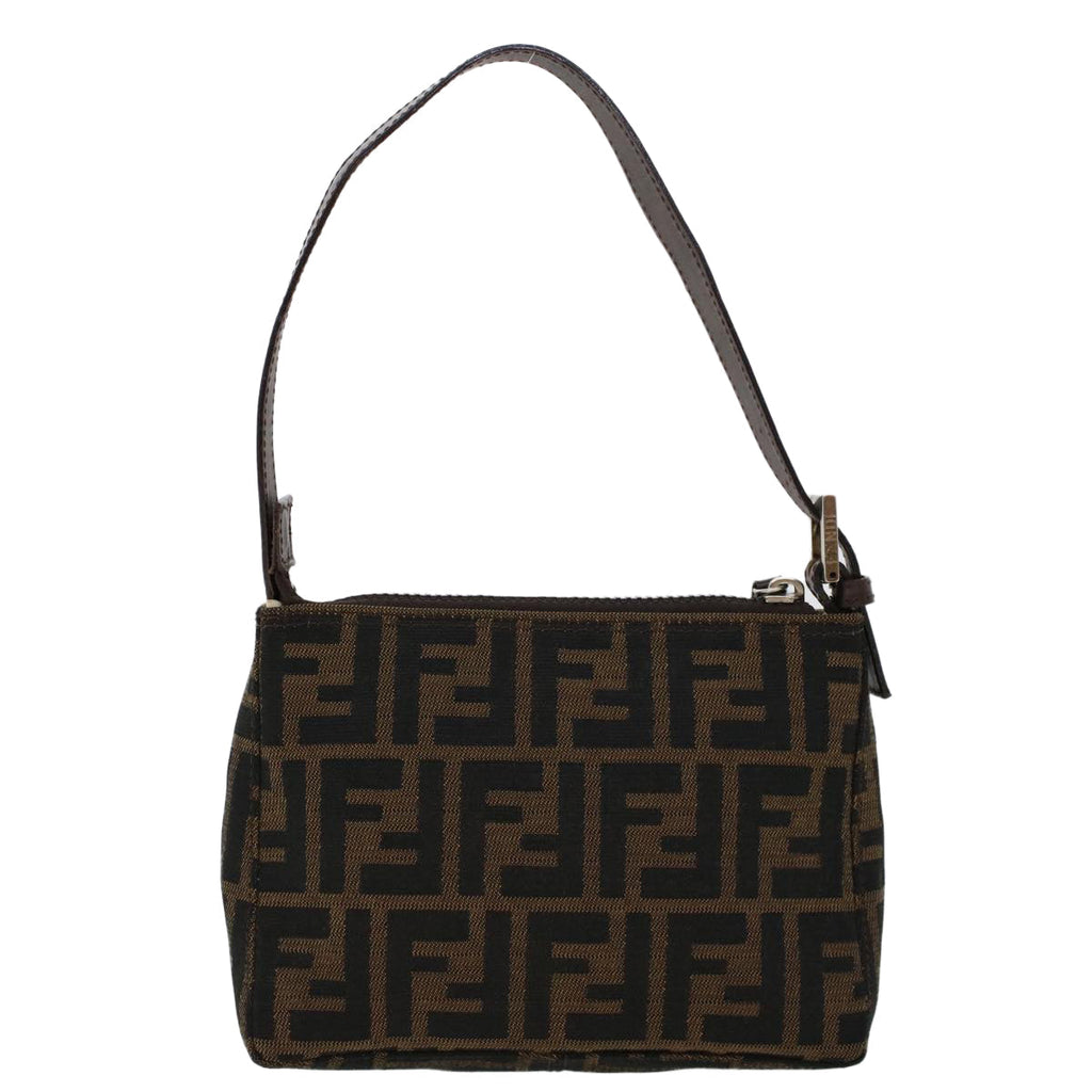 FENDI Zucca Canvas Shoulder Bag Black Brown uy115