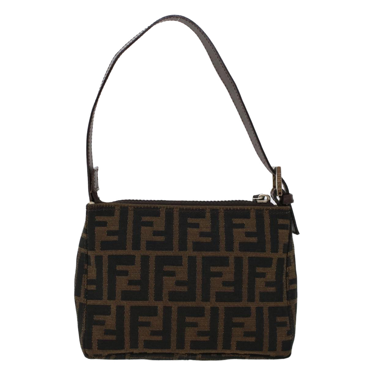 FENDI Zucca Canvas Shoulder Bag Black Brown uy115