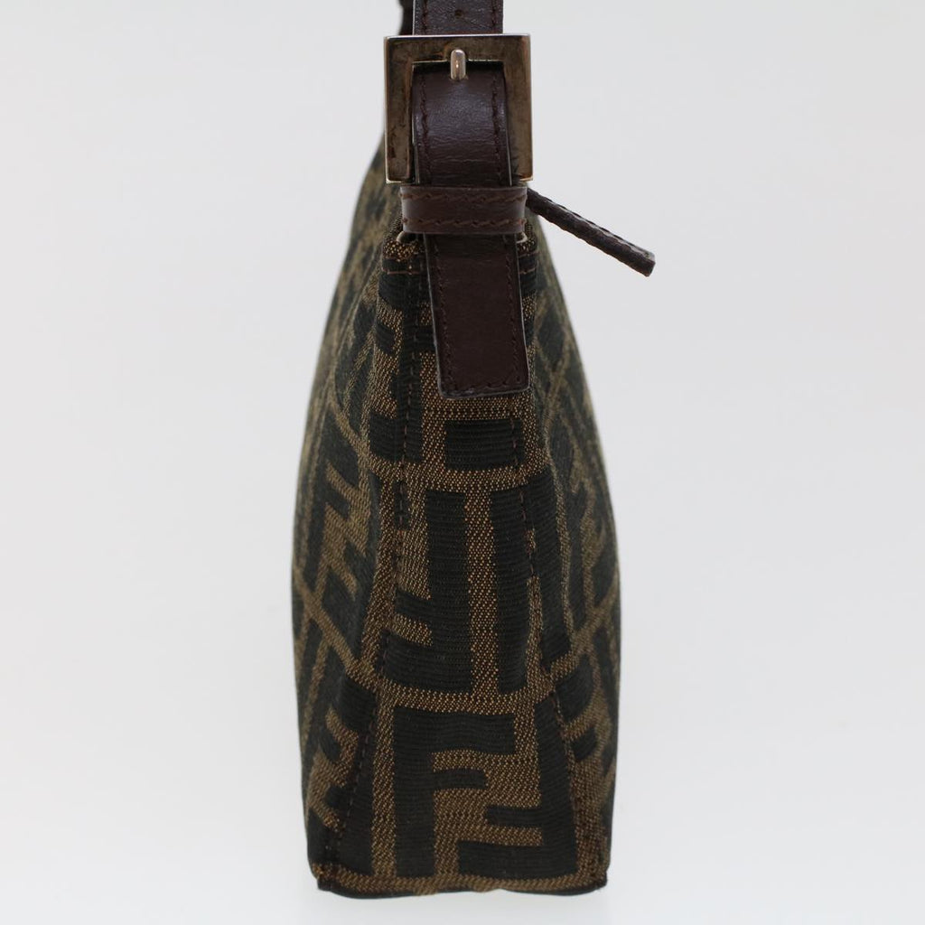 FENDI Zucca Canvas Shoulder Bag Black Brown uy115