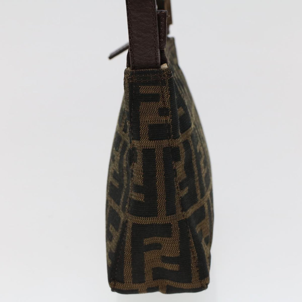 FENDI Zucca Canvas Shoulder Bag Black Brown uy115
