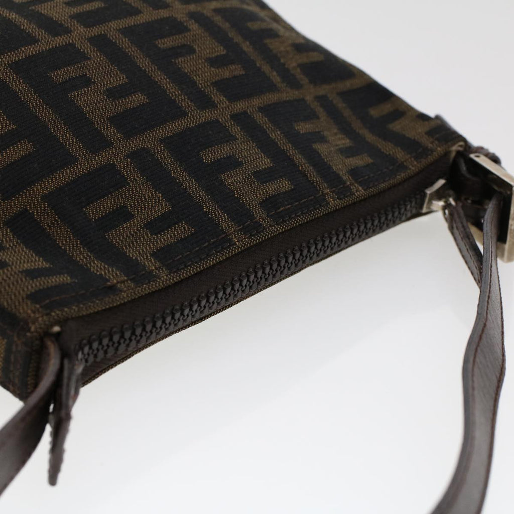 FENDI Zucca Canvas Shoulder Bag Black Brown uy115
