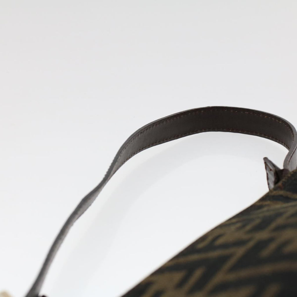FENDI Zucca Canvas Shoulder Bag Black Brown uy115