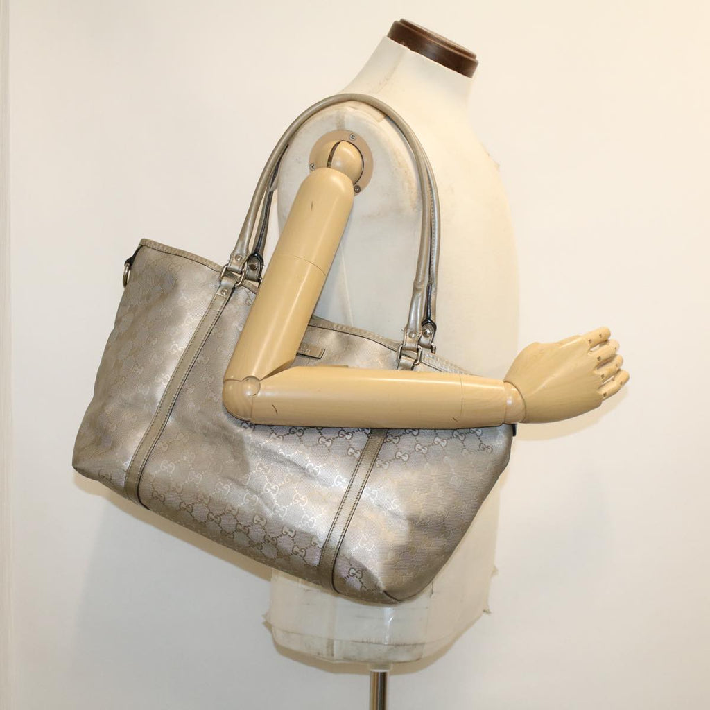 GUCCI GG Canvas Shoulder Bag Silver 197953 uy130