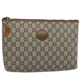 GUCCI GG PLUS Canvas Clutch Bag PVC Beige uy148