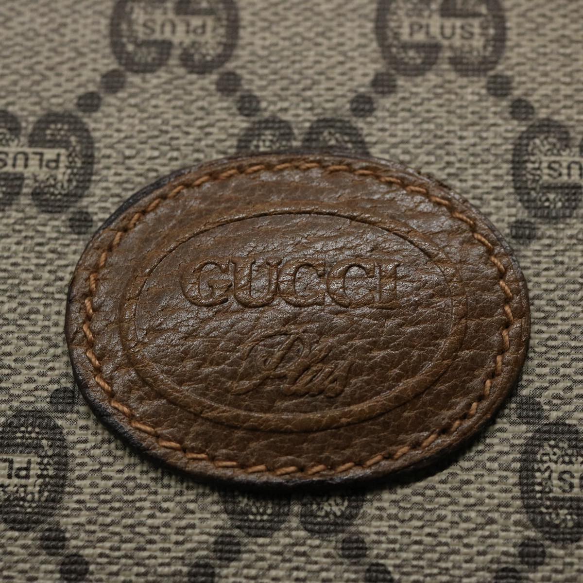 GUCCI GG PLUS Canvas Clutch Bag PVC Beige uy148