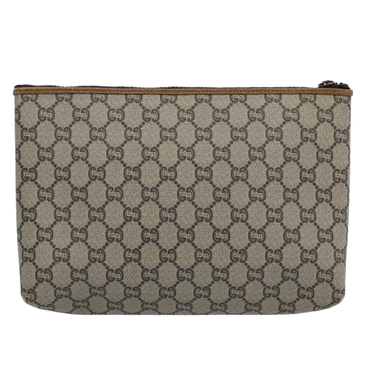 GUCCI GG PLUS Canvas Clutch Bag PVC Beige uy148