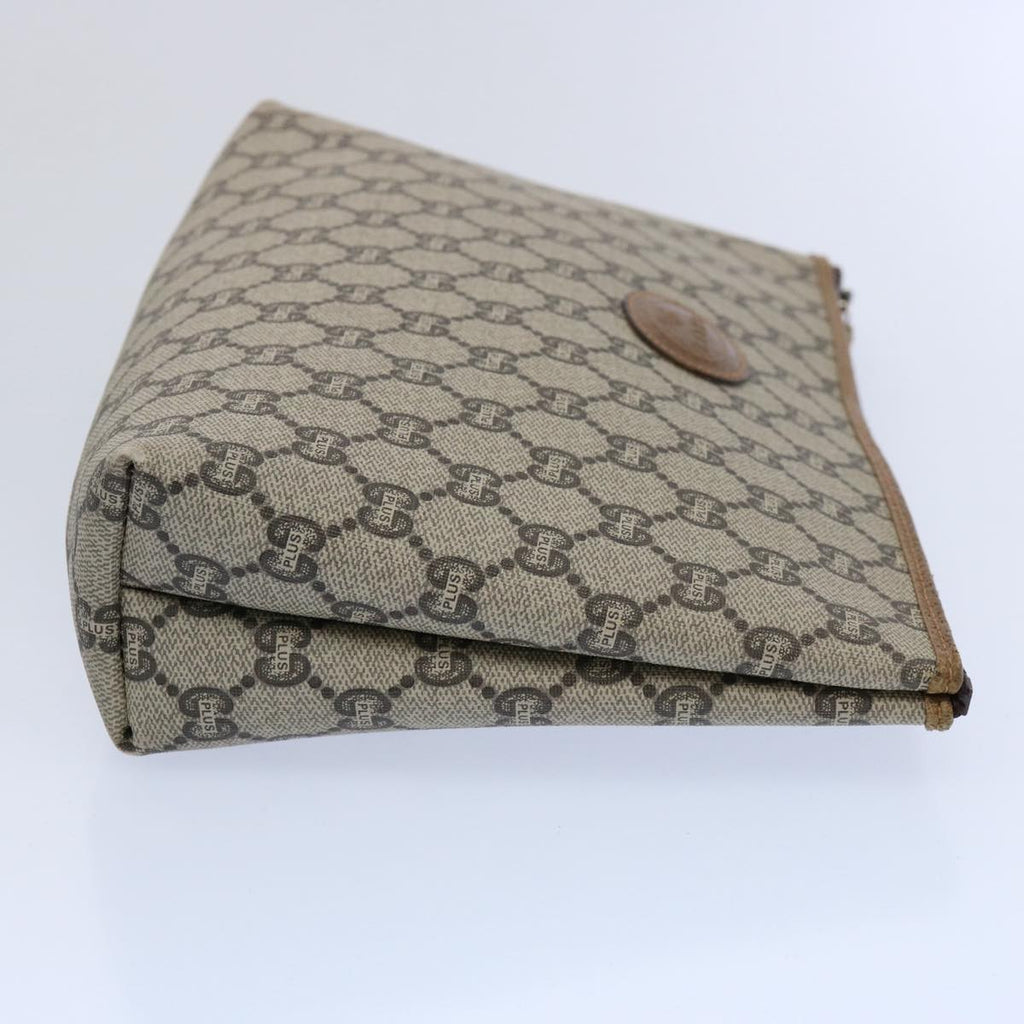 GUCCI GG PLUS Canvas Clutch Bag PVC Beige uy148