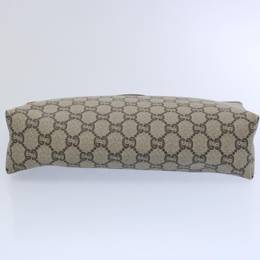 GUCCI GG PLUS Canvas Clutch Bag PVC Beige uy148