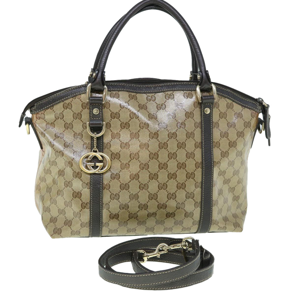 GUCCI GG Crystal Canvas Shoulder Bag Coated Canvas 2way Beige 341503 uy159