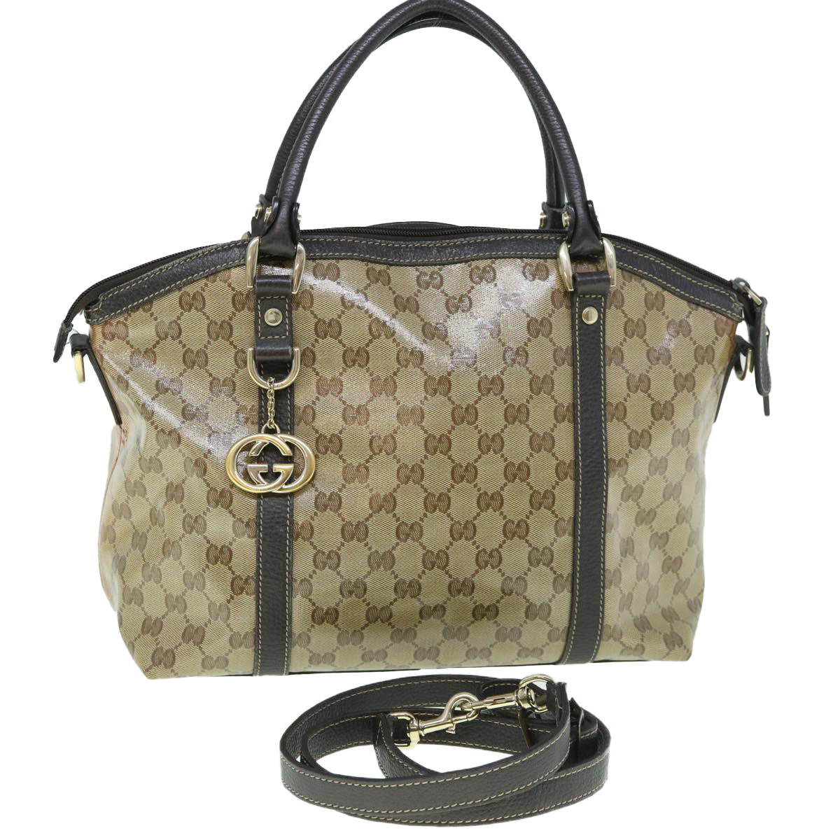 GUCCI GG Crystal Canvas Shoulder Bag Coated Canvas 2way Beige 341503 uy159