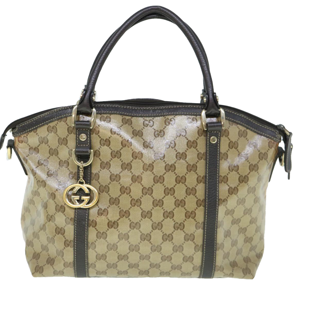 GUCCI GG Crystal Canvas Shoulder Bag Coated Canvas 2way Beige 341503 uy159