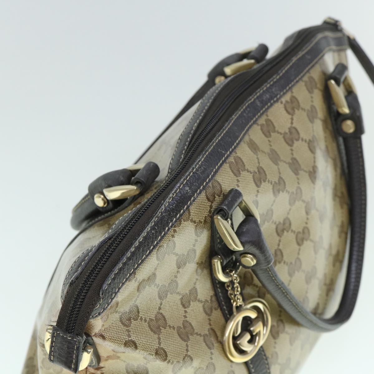 GUCCI GG Crystal Canvas Shoulder Bag Coated Canvas 2way Beige 341503 uy159