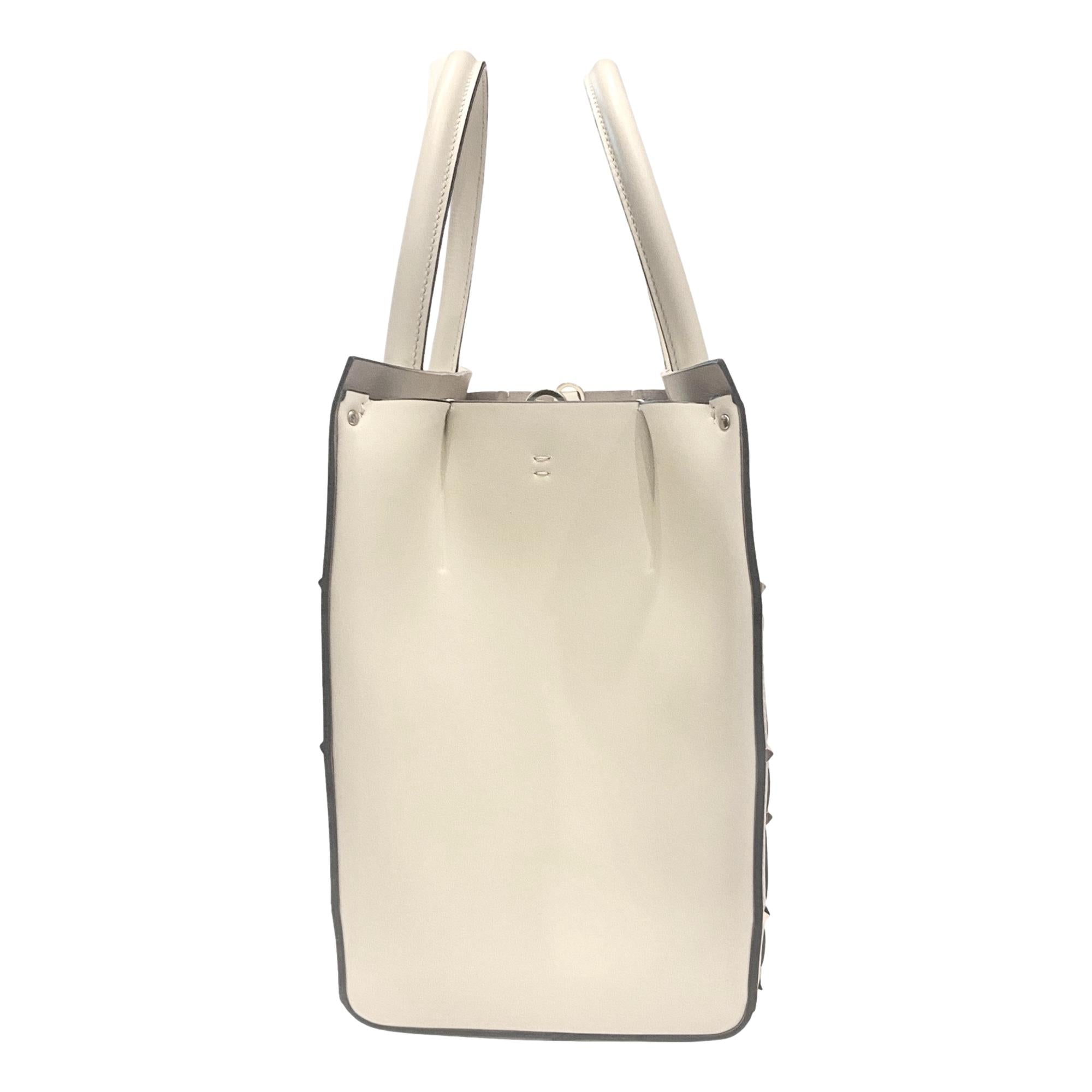 Valentino Garavani Beehive Lattice Ivory Studded Leather Crossbody Tote