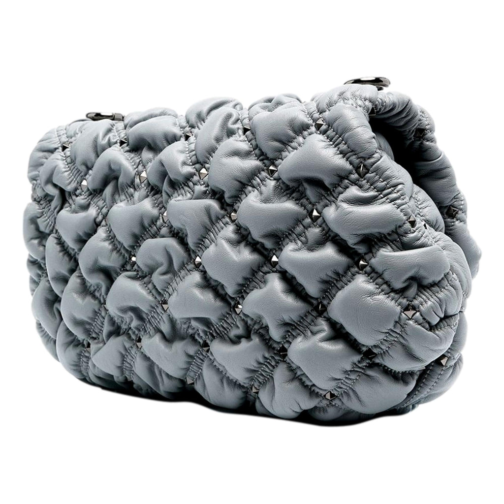 Valentino Garavani Spikeme Gray Studded Leather Medium Crossbody Bag