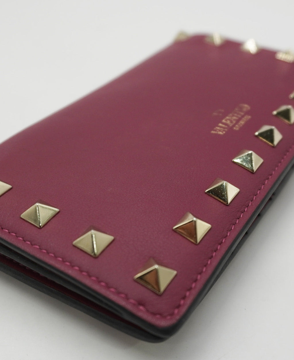 Rockstud Bifold Leather Wallet Purple