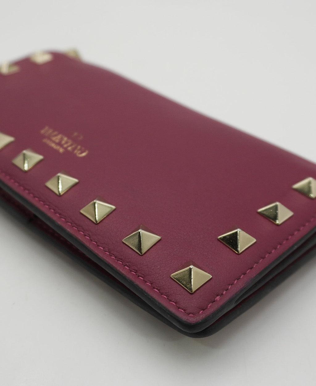 Rockstud Bifold Leather Wallet Purple