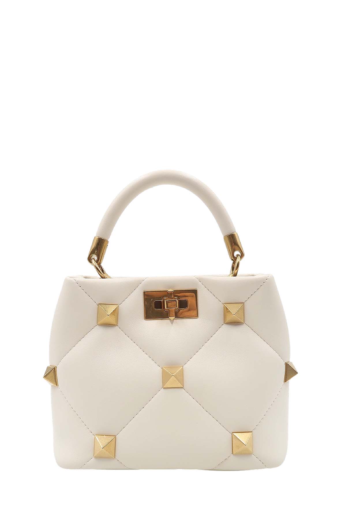 Small Roman Stud the Handle Bag White
