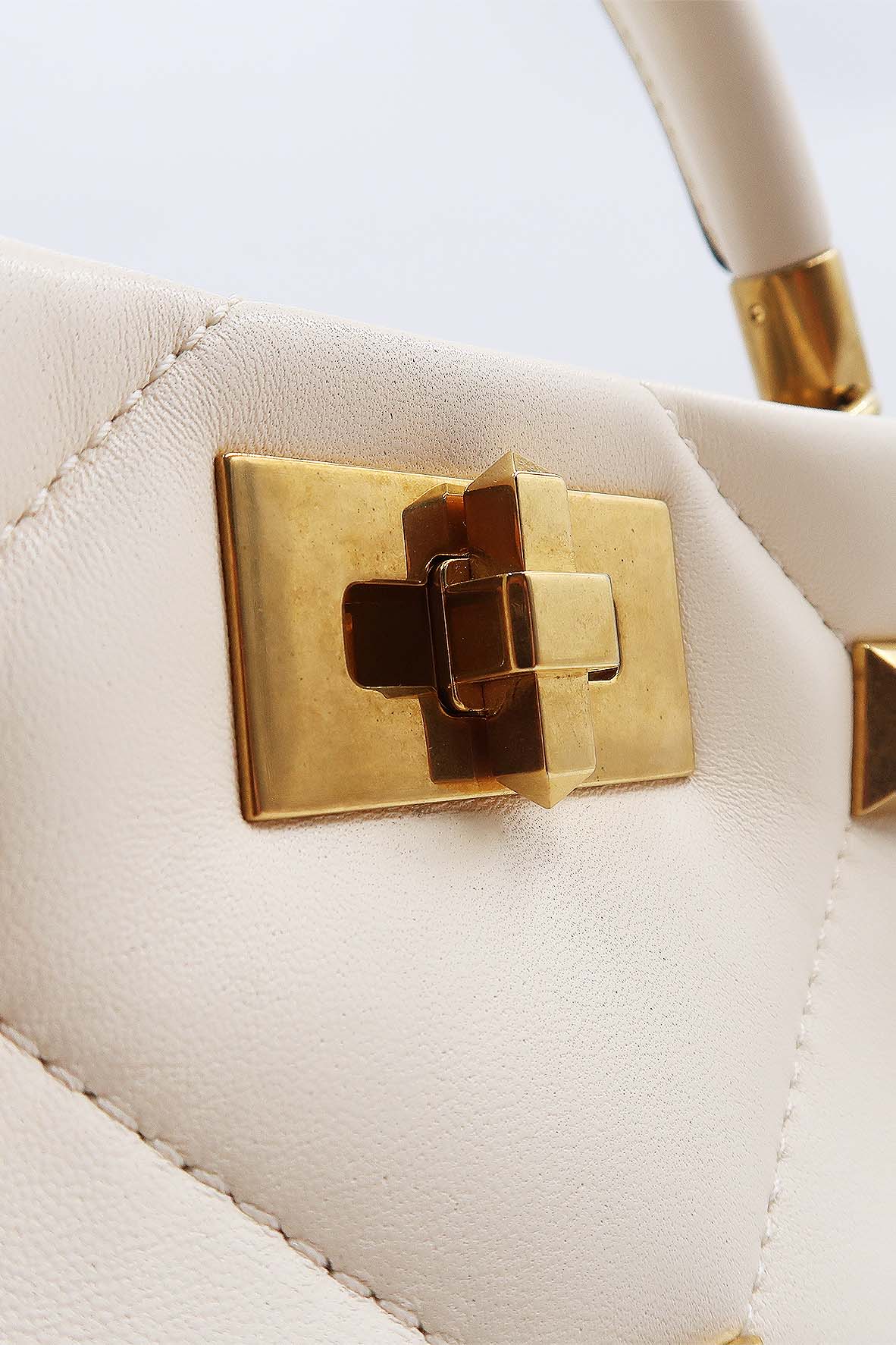 Small Roman Stud the Handle Bag White