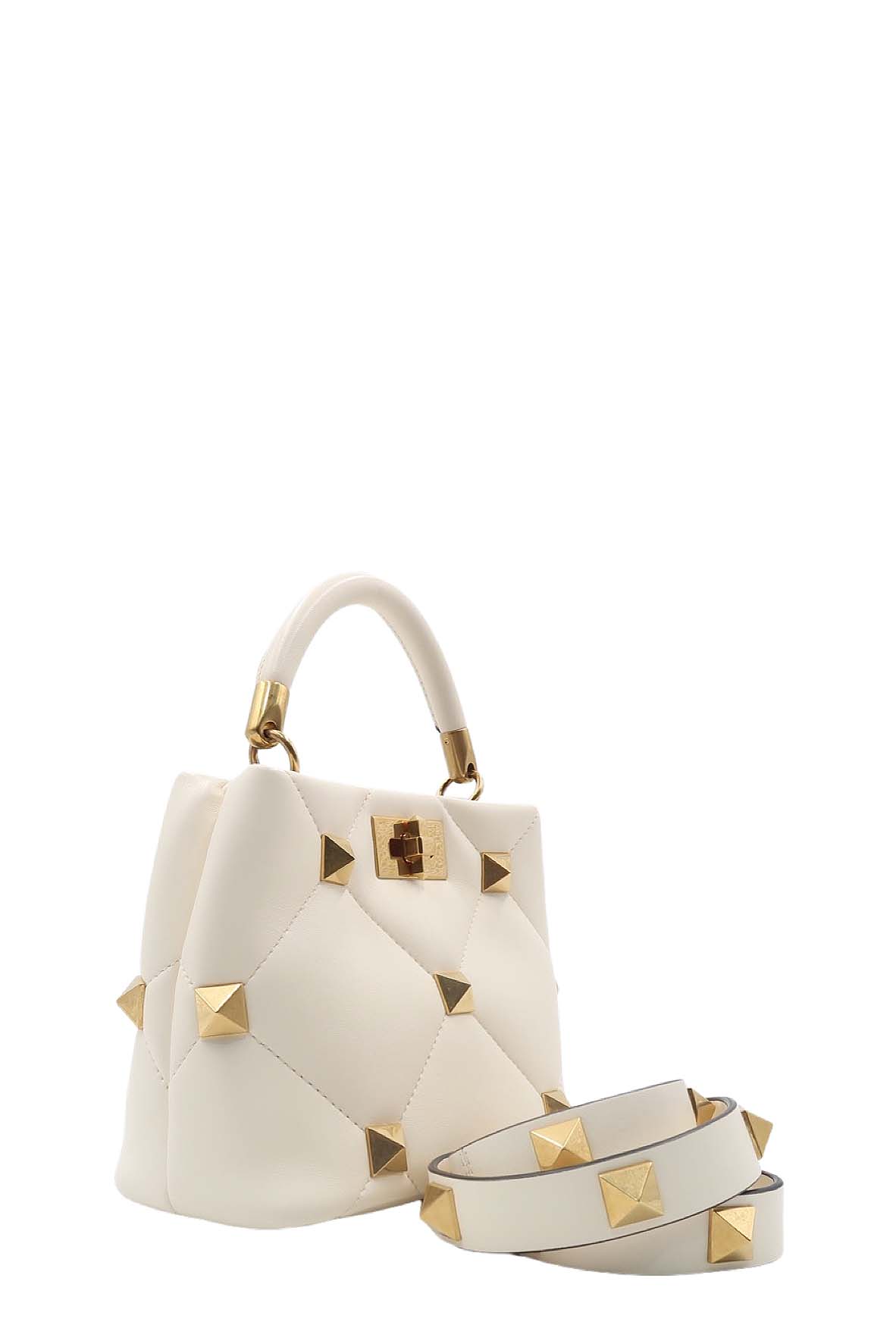 Small Roman Stud the Handle Bag White