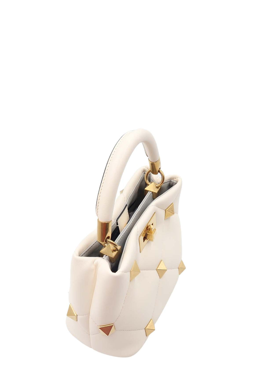 Small Roman Stud the Handle Bag White