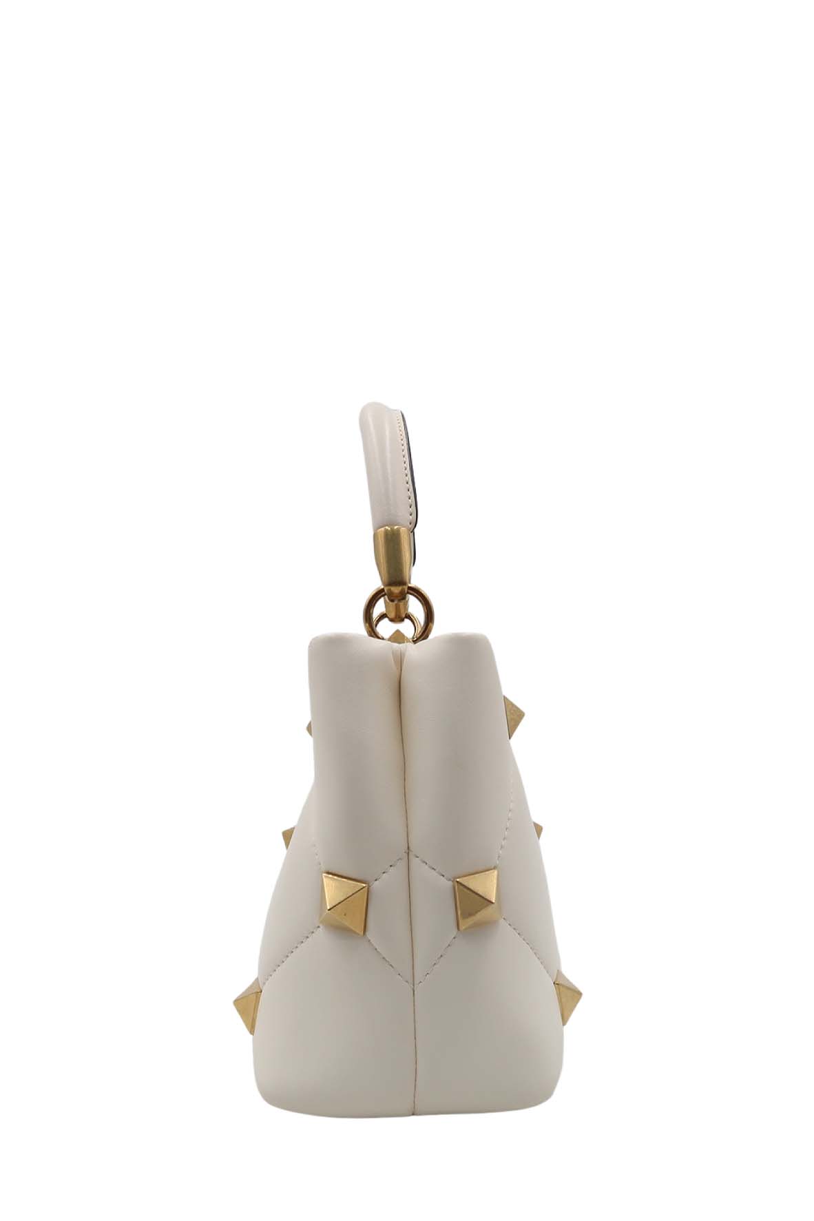 Small Roman Stud the Handle Bag White
