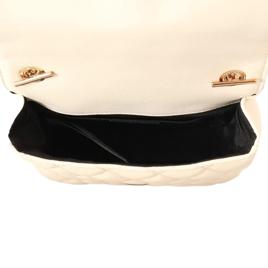 Versace La Medusa Nappa Quilted Beige Leather Chain Small Crossbody Bag