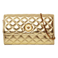 Versace Metallic Gold Leather Medusa Chain Wallet Bag