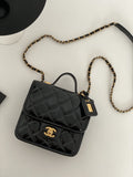 CHLSmall Flap Bag With Top Handle Black For Women, Women’s Bags 8.1in/20.5cm AS3652 B09576 94305