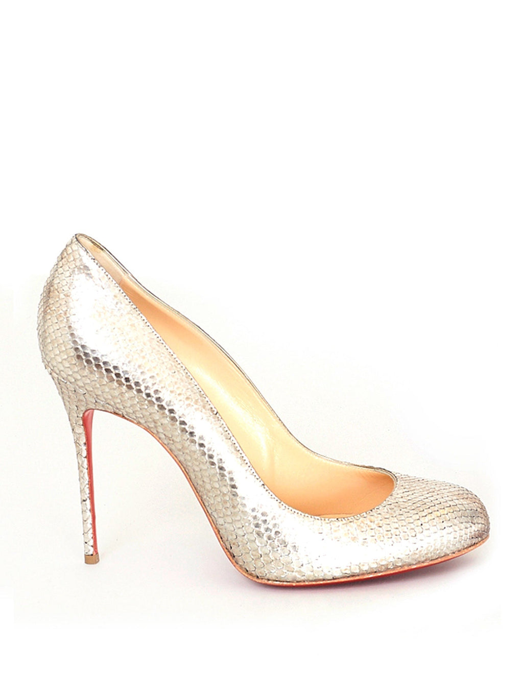 Fifi 100 Silver Snakeskin Pumps