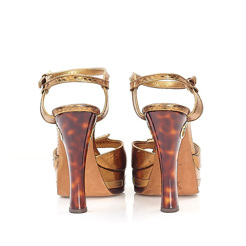 Bronze Snakeskin Cleo Pompeii Platforms