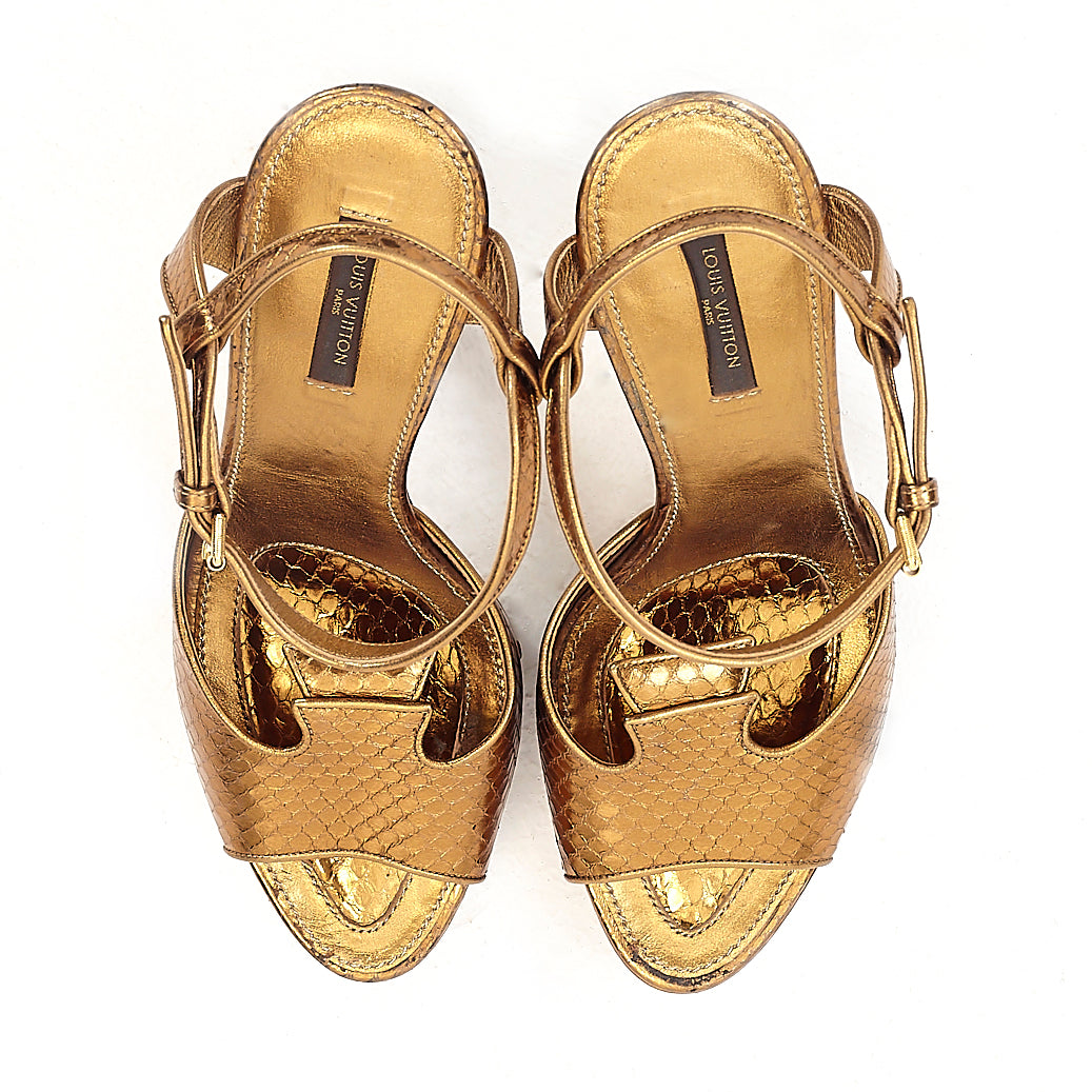 Bronze Snakeskin Cleo Pompeii Platforms